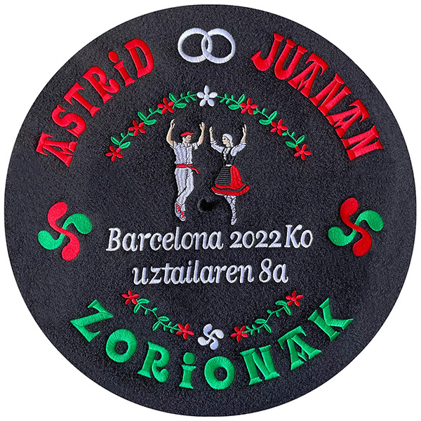 txapela para boda alianzas y lauburus