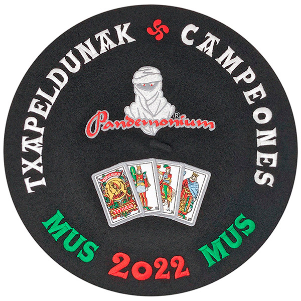 txapela bordada trofeo campeonato de mus